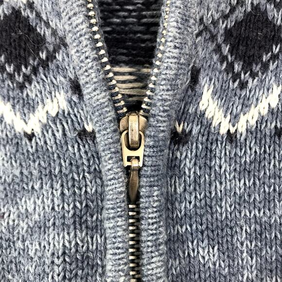 JENNIFER MOORE Fair Isle Knit Cardigan Wn M Blue Full Zip VTG Grandpa Retro Y2K - Picture 6 of 10